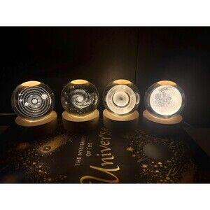 Celestial Crystal Night Lights Solar System Galaxy  Moon Saturn Gift